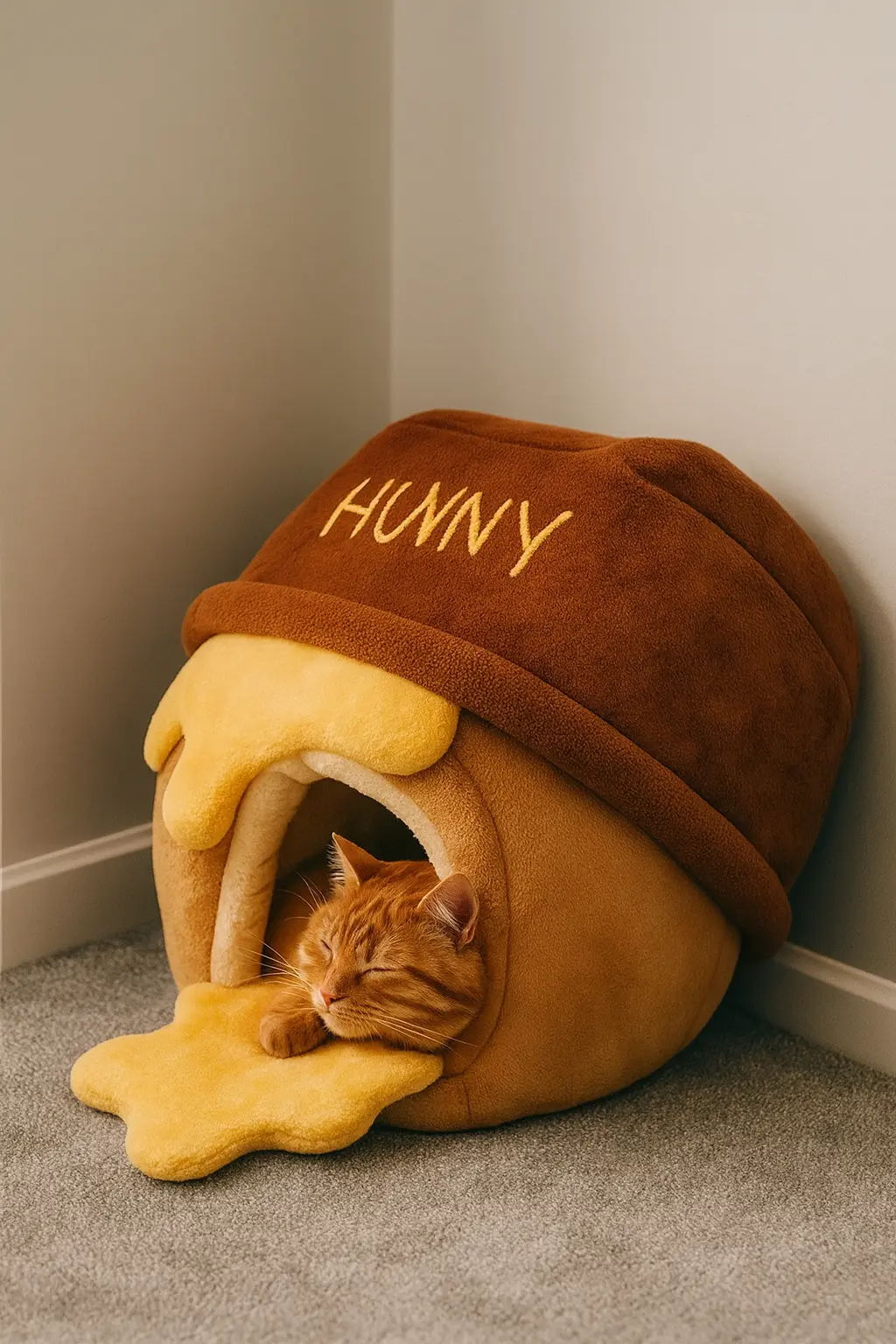 🐾 PatiYuvası™ – Bal Kovanı Pelüş Kedi Yatağı patiyuvasi