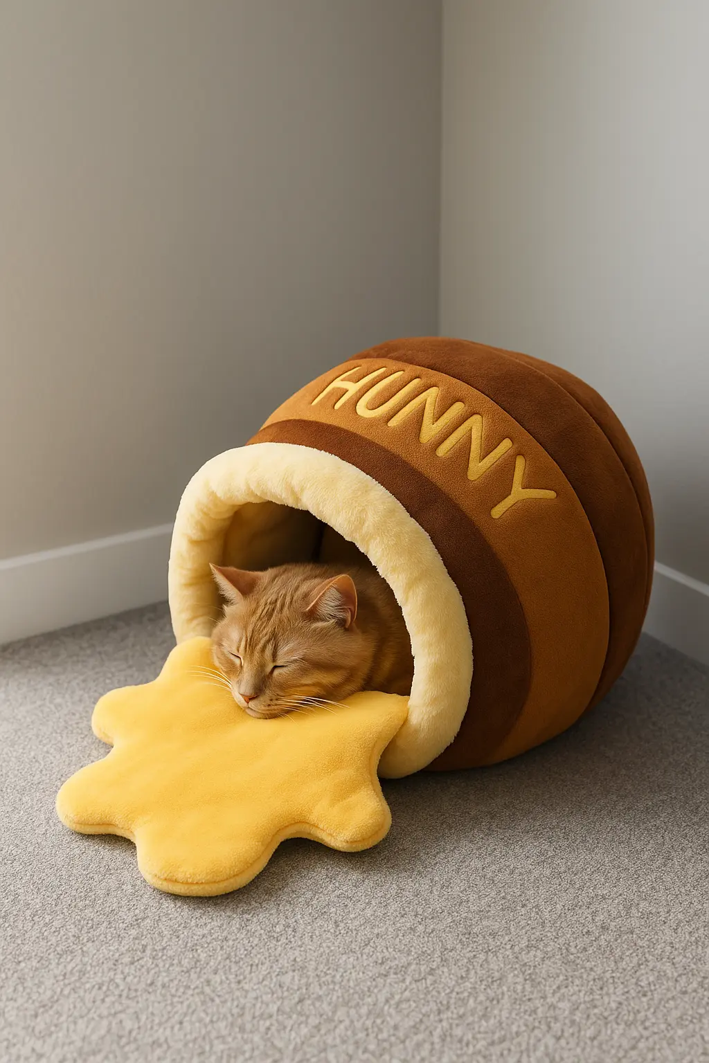 🐾 PatiYuvası™ – Bal Kovanı Pelüş Kedi Yatağı patiyuvasi